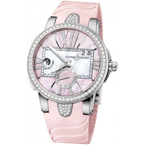 Ulysse Nardin Executive Dual Time Lady Pink Mother Of Pearl Dial Rubber Strap Automatic Ladies Watch 243-10B-3C-397 watches