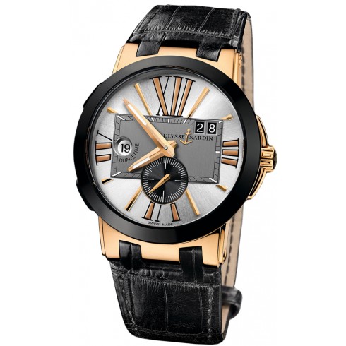 Ulysse Nardin Executive Dual Time Silver Dial Leather Strap Automatic Men's Watch 246-00-5-421 watches