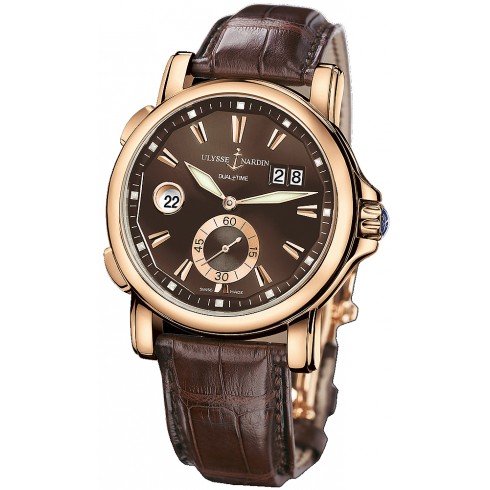 Ulysse Nardin GMT Big Date Brown Dial 18K Rose Gold Automatic Men's Watch 246-55-95 watches