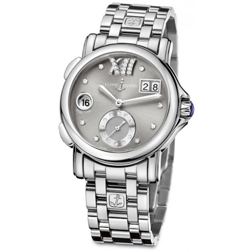 Ulysse Nardin GMT Big Date Grey Dial Stainless Steel Automatic Ladies Watch 243-22-7-30-02 watches
