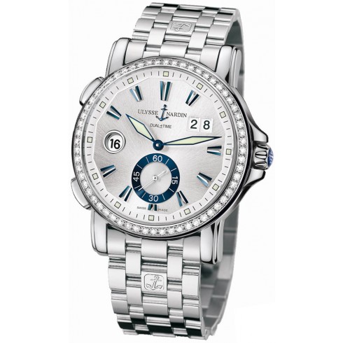 Ulysse Nardin GMT Big Date Silver Dial Stainless Steel Diamond Automatic Men's Watch 243-55B-7-91 watches