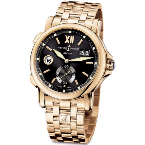 Ulysse Nardin GMT Dual Time Black Dial 18kt Rose Gold Automatic Men's Watch 246-55-8-32 watches