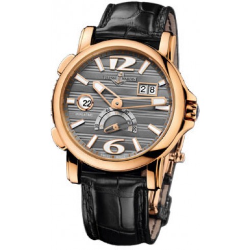 Ulysse Nardin GMT Dual Time Grey Dial Alligator Leather Automatic Men's Watch 246-55-69 watches