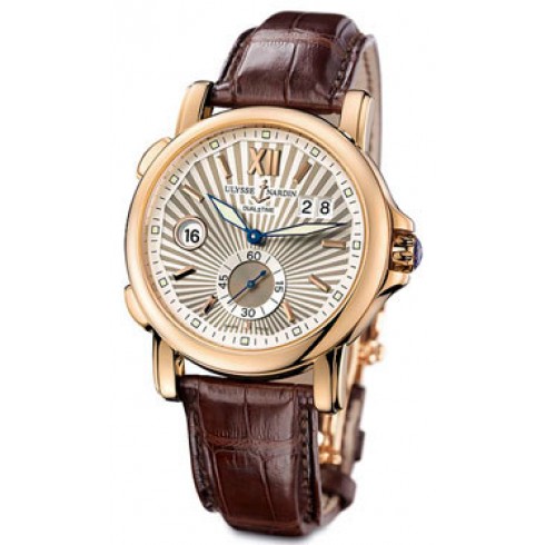 Ulysse Nardin GMT Dual Time Silver Guilloche Dial Leather Automatic Men's Watch 246-55-30 watches