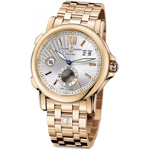 Ulysse Nardin GMT Dual Time Silver Sunray Dial 18kt Polised Rose Gold Automatic Men's Watch 246-55-8-31 watches