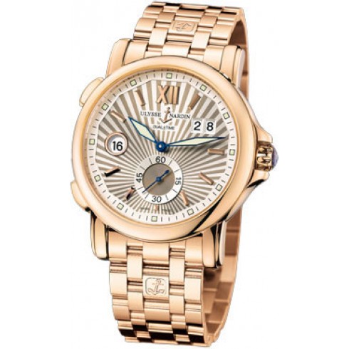 Ulysse Nardin GMT Dual Time Silver Sunray Dial 18kt Rose Gold Automatic Men's Watch 246-55-8-30 watches