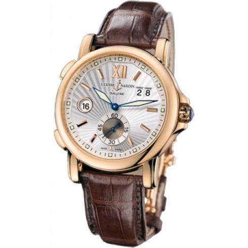 Ulysse Nardin GMT Dual Time Silver Sunray Dial Alligator Leather Automatic Men's Watch 246-55-31 watches