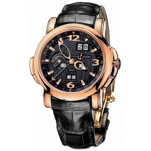 Ulysse Nardin GMT Perpetual Black Dial 18kt Rose Gold Black Leather Men's Watch 326-60-62 watches