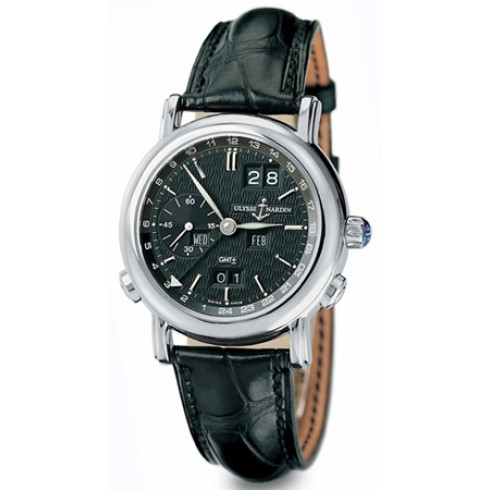 Ulysse Nardin GMT Perpetual Black Dial 18kt White Gold Black Leather Men's Watch 320-22-92 watches