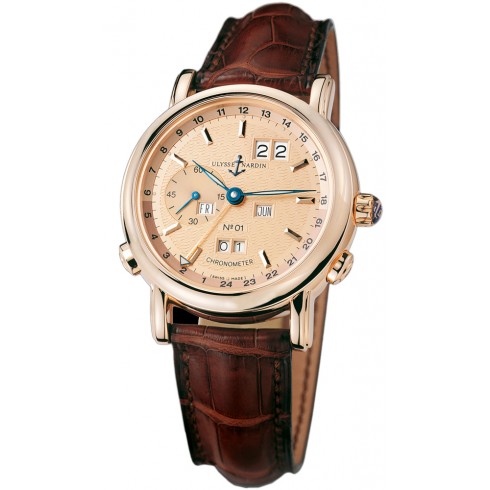 Ulysse Nardin GMT Perpetual Copper Dial 18kt Rose Gold Brown Leather Men's Watch 322-88 watches
