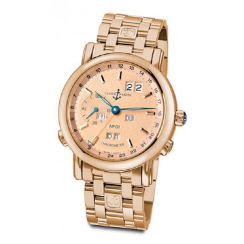 Ulysse Nardin GMT Perpetual Copper Guilloche Dial 18kt Rose Gold Automatic Men's Watch 322-88-8 watches