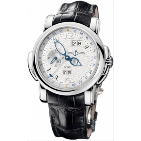 Ulysse Nardin GMT Perpetual Silver Dial 18kt White Gold Black Leather Men's Watch 320-60-60 watches