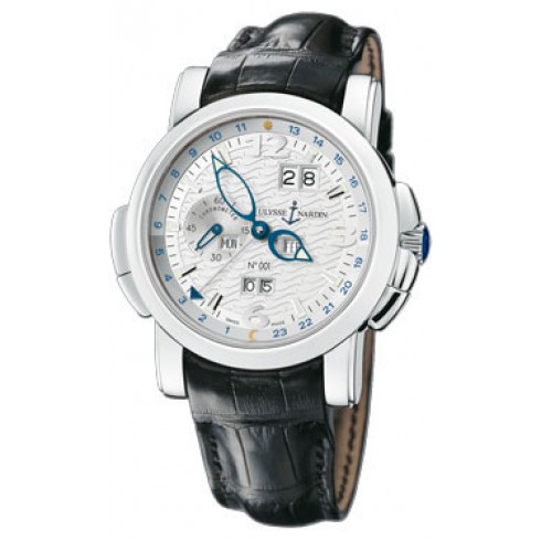 Ulysse Nardin GMT Perpetual White Guilloche Dial Leather Strap Automatic Men's Watch 329-60 watches