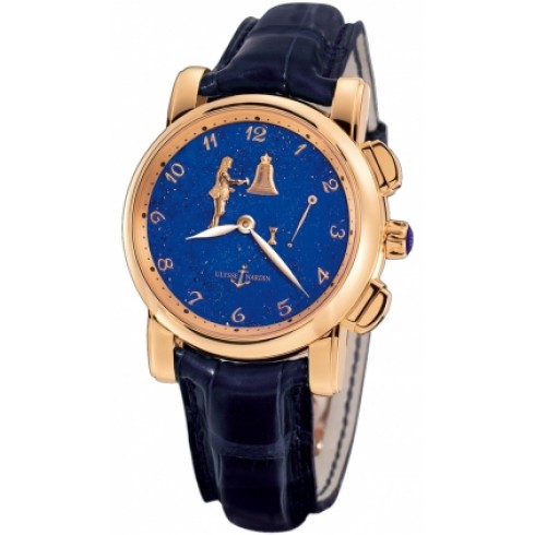 Ulysse Nardin Hour Striker Blue Dial 18kt Rose Gold Blue Leather Men's Watch 6106-103-E3 watches