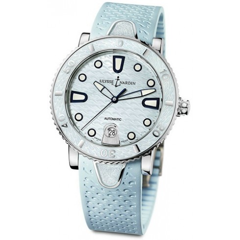 Ulysse Nardin Lady Marine Diver Blue Mother of Pearl Blue Rubber Automatic Ladies Watch 8103-101-3-03 watches