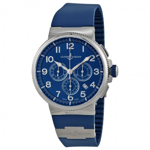 Ulysse Nardin Marine Chronograph Blue Dial Blue Rubber Men's Watch 15031503-63 watches