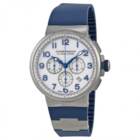 Ulysse Nardin Marine Chronograph White Dial Blue Rubber Men's Watch 15031503-60 watches