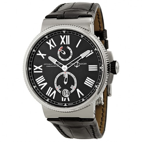 Ulysse Nardin Marine Chronometer Automatic Black Dial Black Leather Men's Watch 1183-122-42 watches