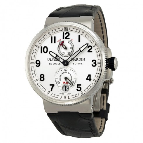 Ulysse Nardin Marine Chronometer Black Alligator Leather Men's Watch 1183-126-61 watches