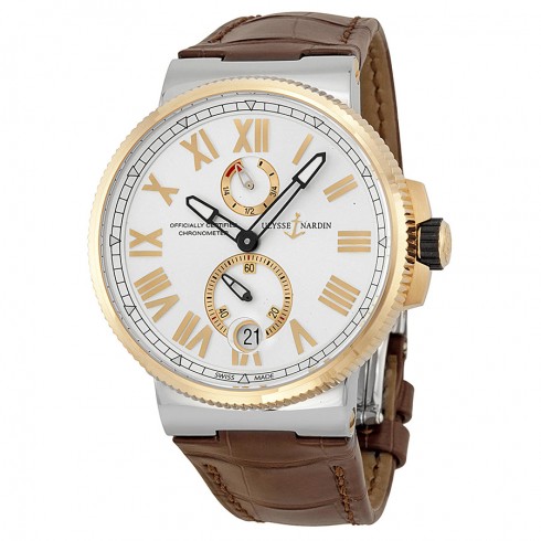 Ulysse Nardin Marine Chronometer Silver Dial Brown Leather Men's Watch 1185-122-41 watches