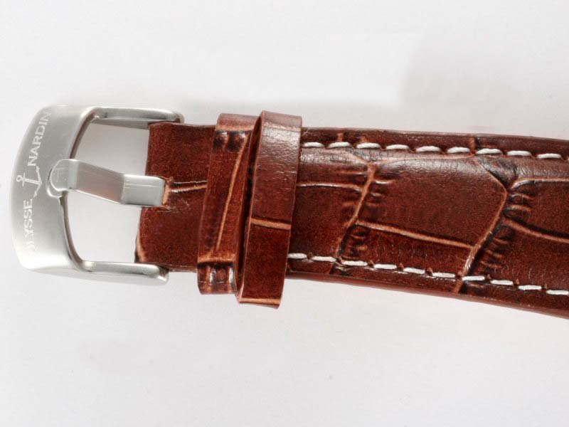 Ulysse Nardin Marine Collection 263-66 Brown Crocodile Leather Strap Round White Dial Watch watches