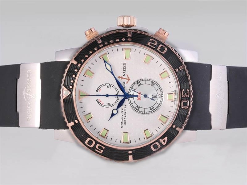 Ulysse Nardin Marine Collection 266-33-3A/90 Rose Gold Case 46mm White Dial Watch watches