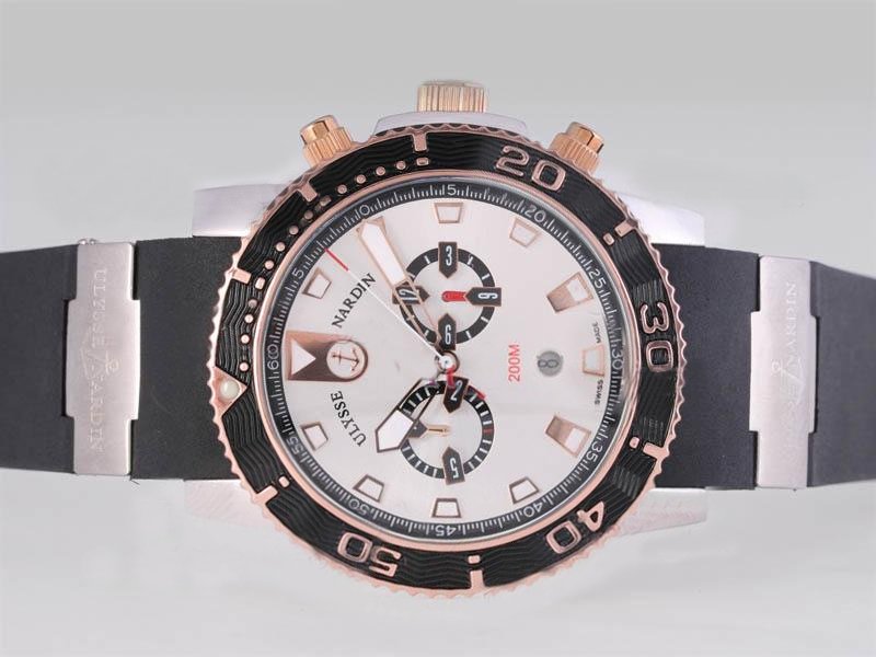 Ulysse Nardin Marine Collection 8006-102-3A/91 Round silver Rubber Strap Mens Watch watches