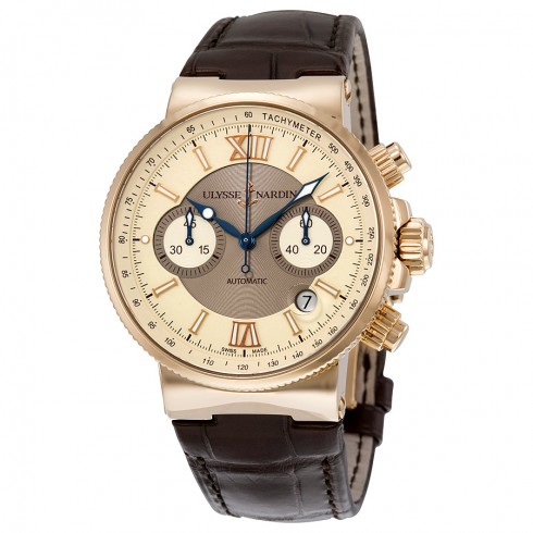 Ulysse Nardin Maxi Marine Automatic Chronograph Ivory Dial 18kt Rose Gold Men's Watch 356-66/354 watches