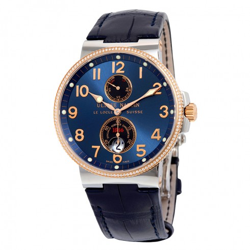 Ulysse Nardin Maxi Marine Automatic Blue Dial Diamond Stainless Steel and 18kt Rose Gold Men's Watch 265-66-BLUE watches