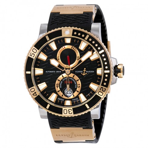 Ulysse Nardin Maxi Marine Diver Black Dial 18K Rose Gold Men's Watch 265-90-3-92 watches