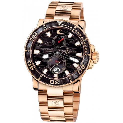 Ulysse Nardin Maxi Marine Diver Black Dial 18kt Rose Gold Men's Watch 266-37LE-8M watches