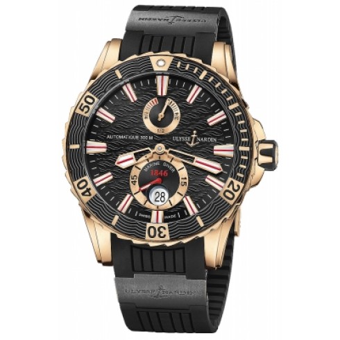 Ulysse Nardin Maxi Marine Diver Black Dial With Wave Design Automatic Men's Watch 266-10-3C/92 watches