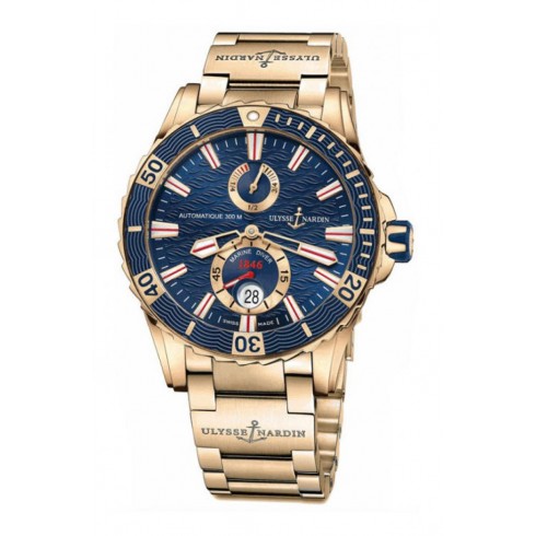 Ulysse Nardin Maxi Marine Diver Blue Dial 18K Rose Gold Men's Watch 266-10-8M-93 watches