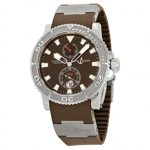 Ulysse Nardin Maxi Marine Diver Brown Dial Brown Rubber Men's Watch 263-33-3-95 watches