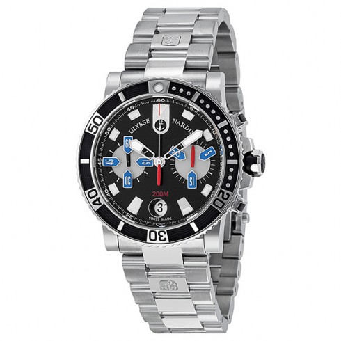 Ulysse Nardin Maxi Marine Diver Chronograph Black Dial Stainless Steel Men's Watch 8003-102-7-92 watches