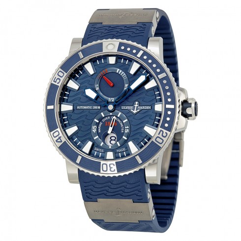 Replica Ulysse Nardin Maxi Marine Diver Titanium Blue Dial Blue Rubber Men's Watch 263-90-3-93 Watch
