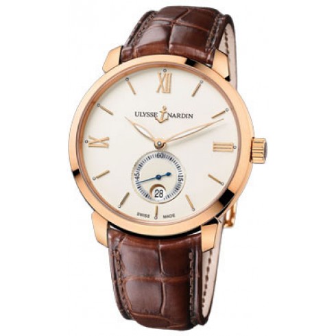 Ulysse Nardin San Marco Classico Ivory Dial 18kt Rose Gold Brown Leather Men's Watch 8276-119-2-31 watches