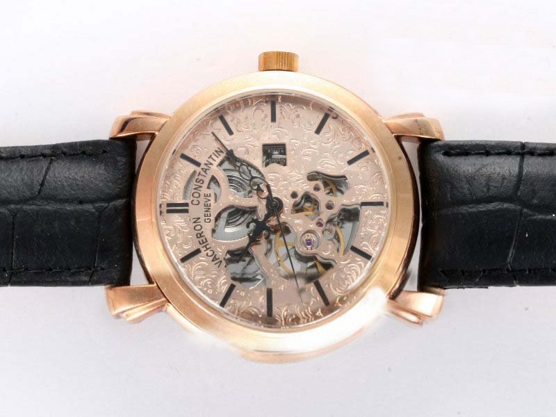 Vacheron Constantin Malte 43080 Black Crocodile Leather Strap 38mm Mens Watch watches