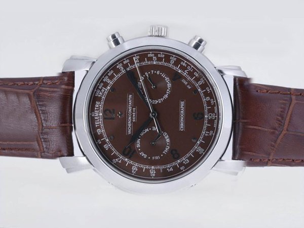Vacheron Constantin Malte 47120 White Gold 40mm Brown Ostrich Leather Strap Brown Dial Watch watches