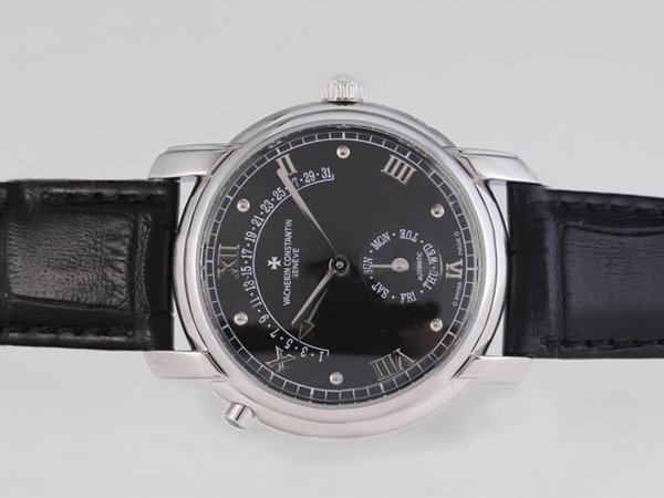Vacheron Constantin Patrimony 47245 White Gold Round Mens Black Crocodile Leather Strap Watch watches
