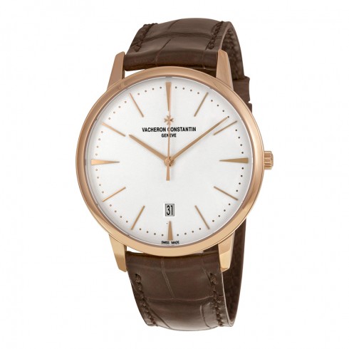 Vacheron Constantin Patrimony Silver Opaline Dial Dark Brown Leather Men's Watch 85180/000R-9248 watches