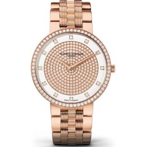 Vacheron Constantin Traditionnelle 18 Carat Pink Gold Center Diamonds Dial Men's Watch 81576/V01R-9695 watches