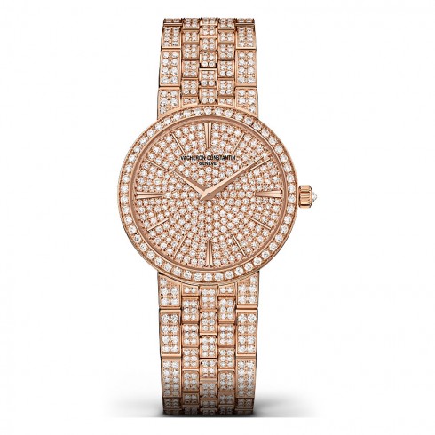 Vacheron Constantin Traditionnelle 18 Carat Pink Gold Diamond Pave Dial Ladies Watch 25575/Q02R-9281 watches