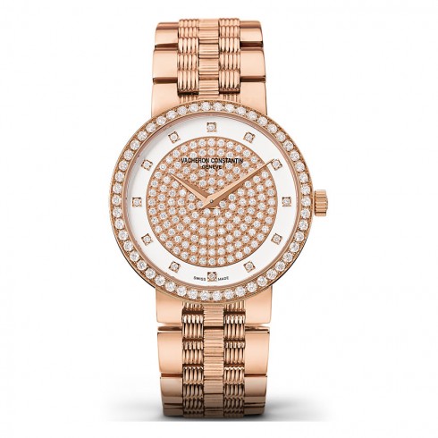 Replica Vacheron Constantin Traditionnelle Diamond Pave Dial Ladies Watch 25553/Q01R-9696 Watch