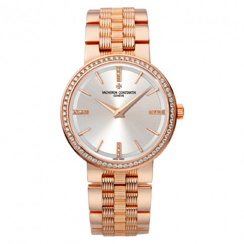 Vacheron Patrimony Traditionnelle Silver Dial Rose Gold Diamond Ladies Watch 25557QO1R-9277 watches