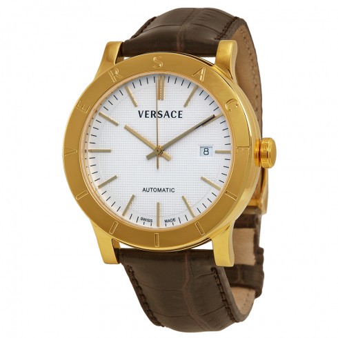 Versace Acron White Dial Brown Leather Men's Watch 17A70D002S497 watches
