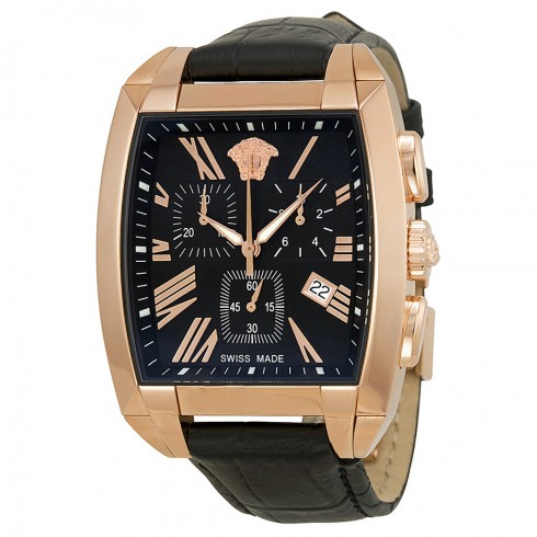 Versace Character Chronograph Black Dial Black Leather Watch WLC80D009-S008 watches