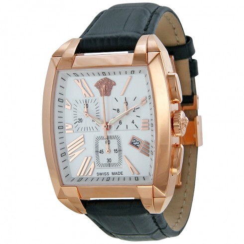 Versace Character Chronograph White Dial Black Leather Men's Watch WLC80D001-S008 watches
