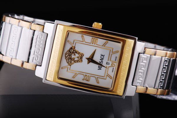 Versace Character Tonneau WLA99D498S009 Rectangle Silver Rose Gold Strap Womens Watch watches