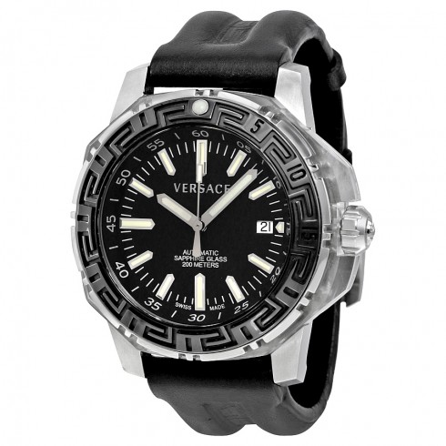 Versace Diver Black Dial Black Leather Men's Watch 15A80D009-S008 watches